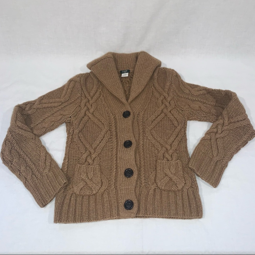 vintage hand knit J.Crew cardigan, camel